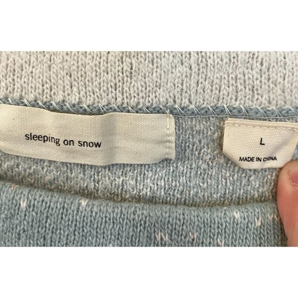 Sleeping On Snow Womens  Intarsia Wave Cashmere Blend Sweater Large Blue SP EXC - Picture 6 of 12